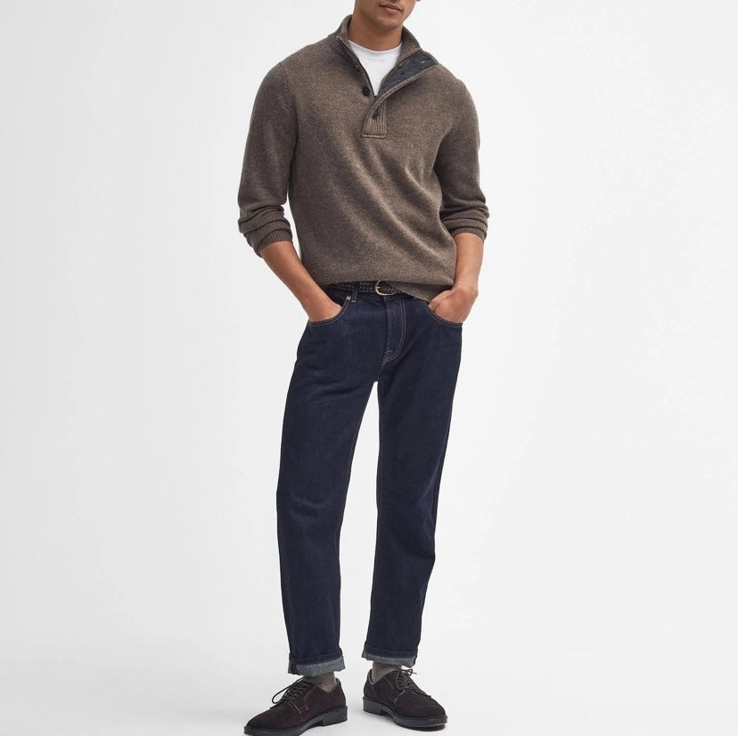 Pull col zippé et boutonné laine Barbour