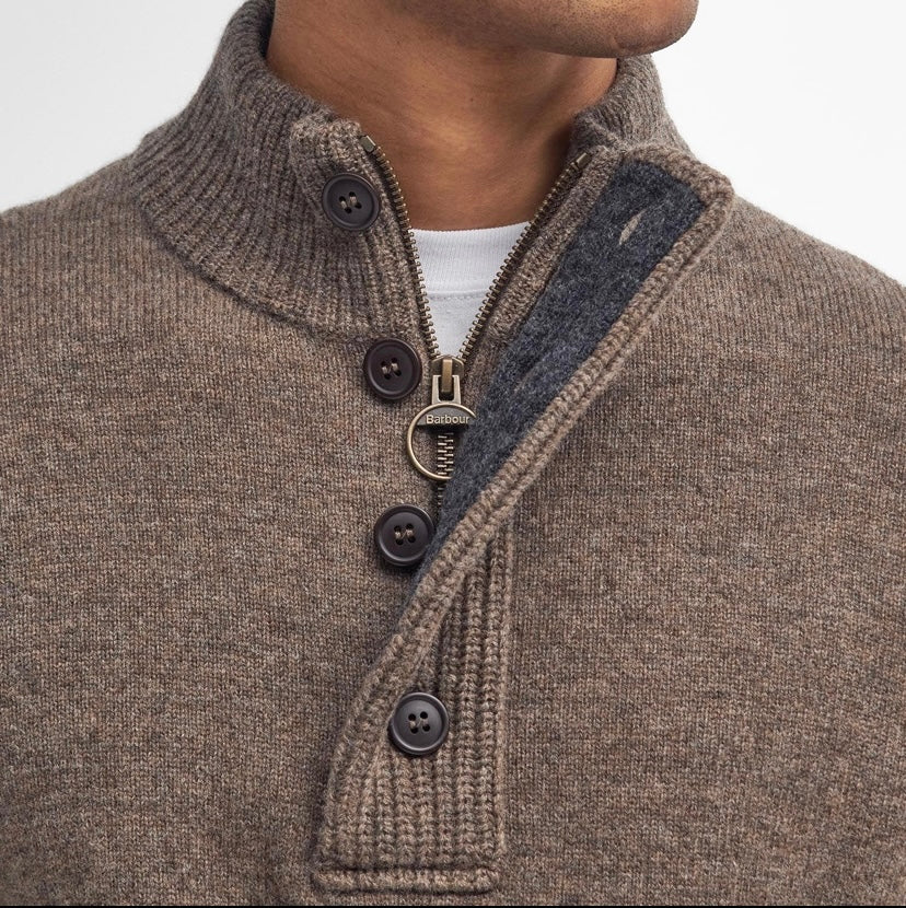 Pull col zippé et boutonné laine Barbour