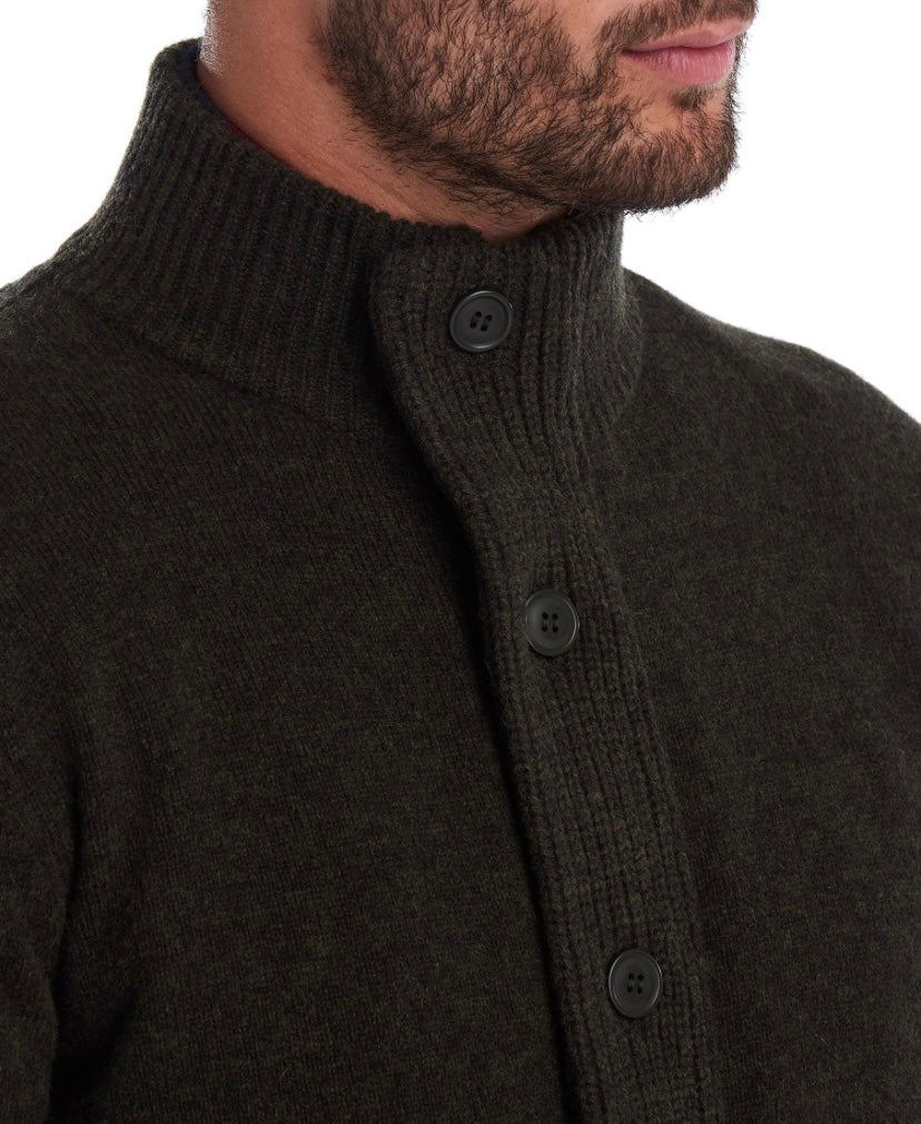 Cardigan zippé et boutonné laine Barbour