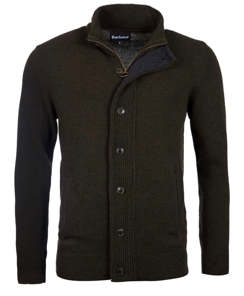 Cardigan zippé et boutonné laine Barbour