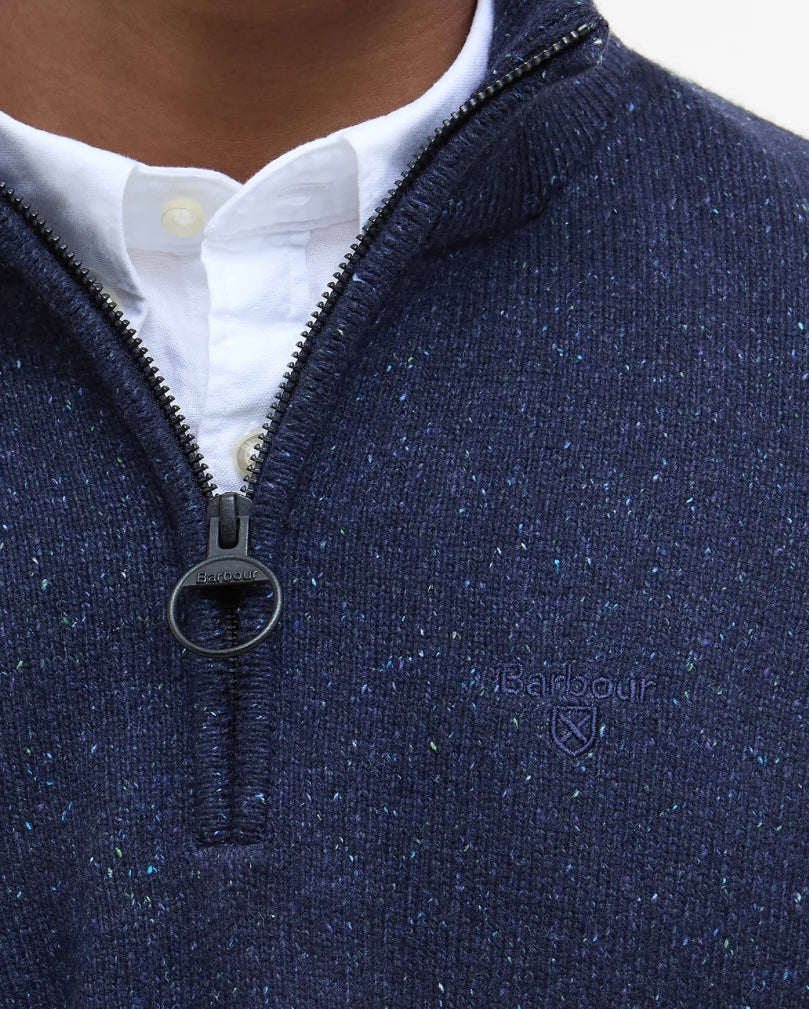 Pull col zippé laine et soie Barbour