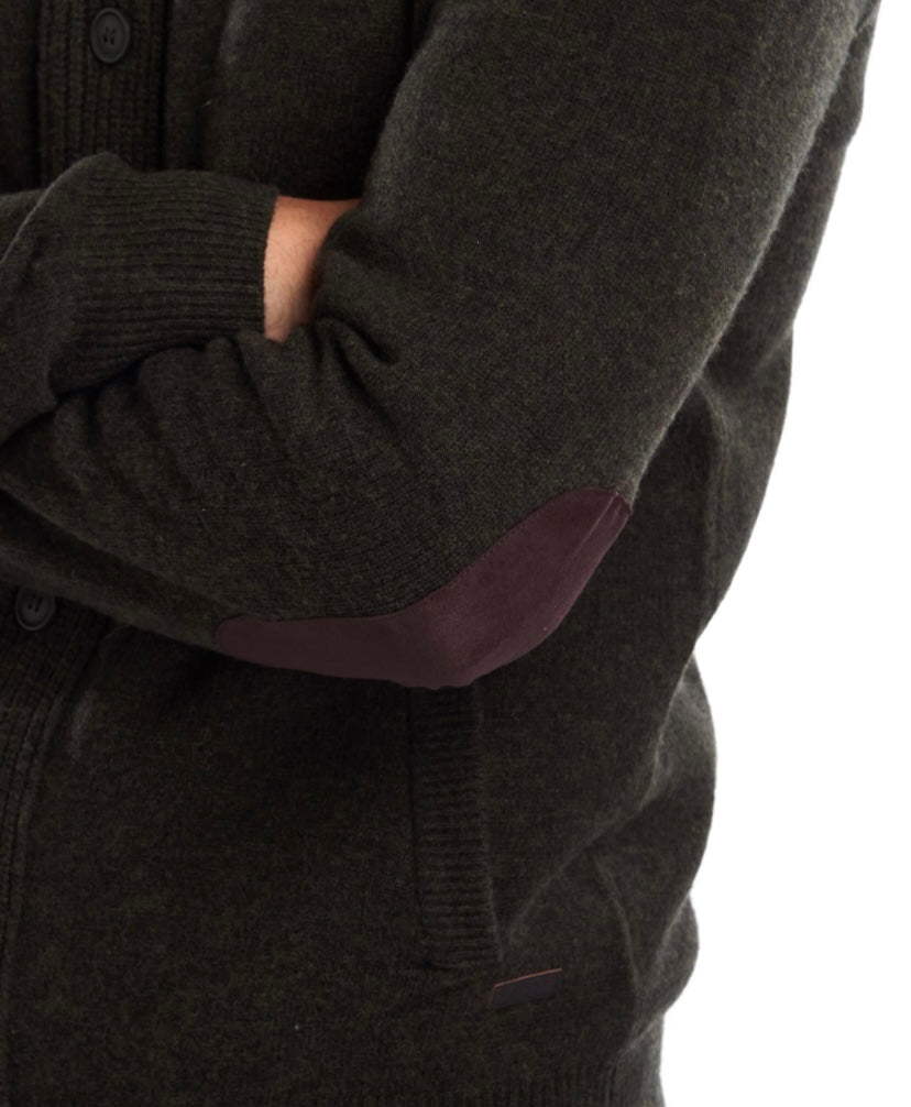 Cardigan zippé et boutonné laine Barbour