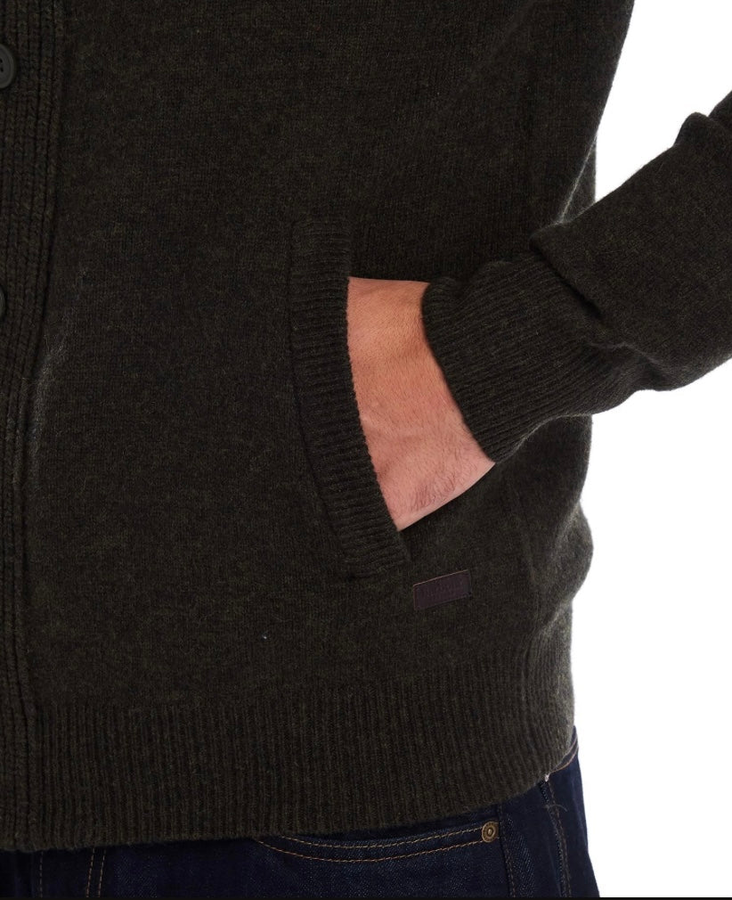 Cardigan zippé et boutonné laine Barbour