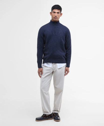 Pull col zippé laine et soie Barbour