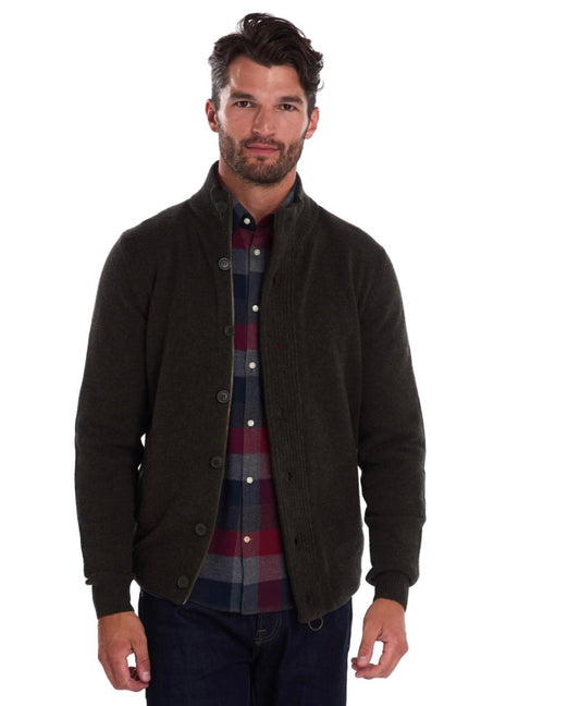 Cardigan zippé et boutonné laine Barbour