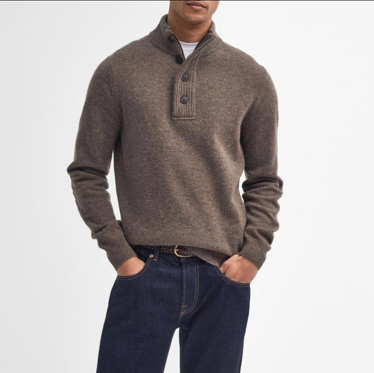 Pull col zippé et boutonné laine Barbour