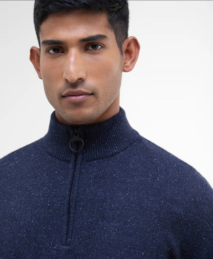 Pull col zippé laine et soie Barbour