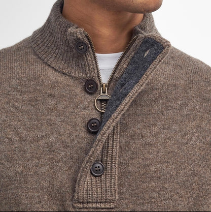 Pull col zippé et boutonné laine Barbour