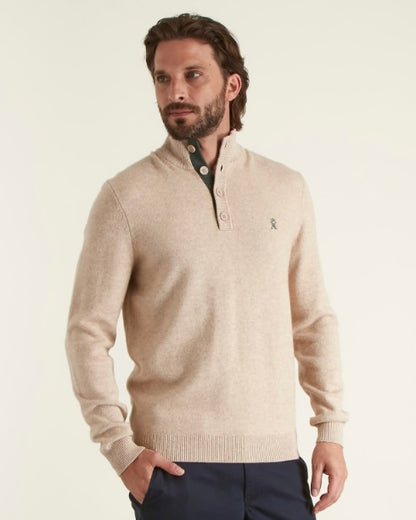 Pull col boutonné laine et coton Vicomte A