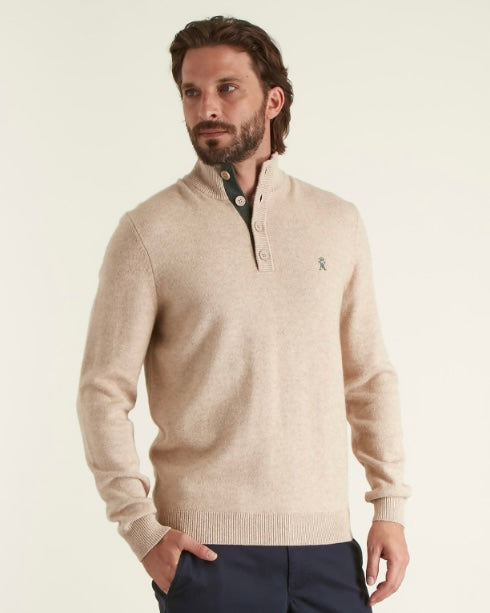 Pull col boutonné laine et coton Vicomte A