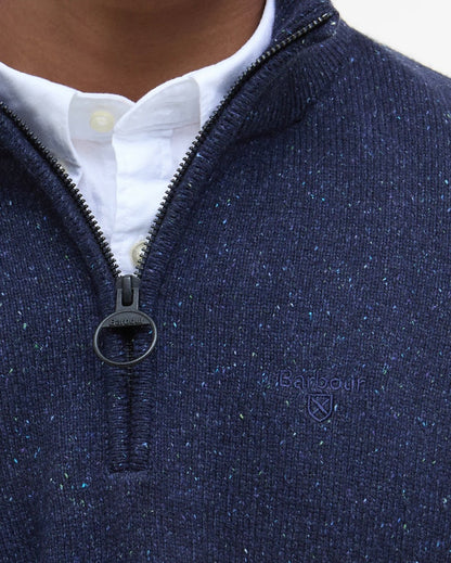 Pull col zippé laine et soie Barbour