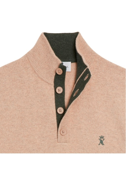 Pull col boutonné laine et coton Vicomte A