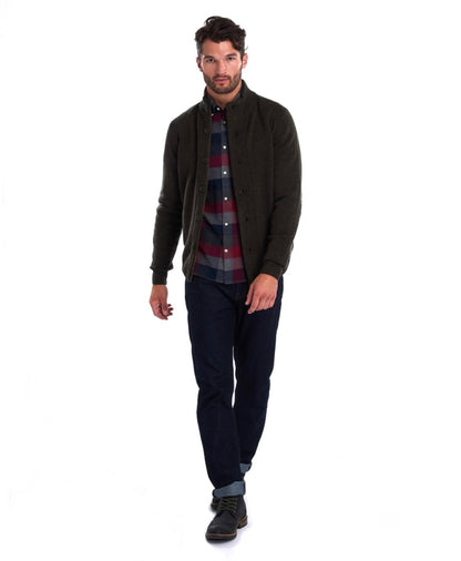 Cardigan zippé et boutonné laine Barbour