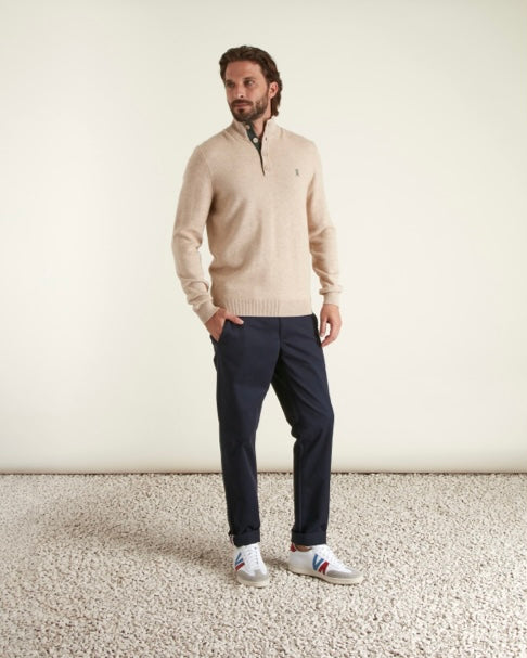 Pull col boutonné laine et coton Vicomte A