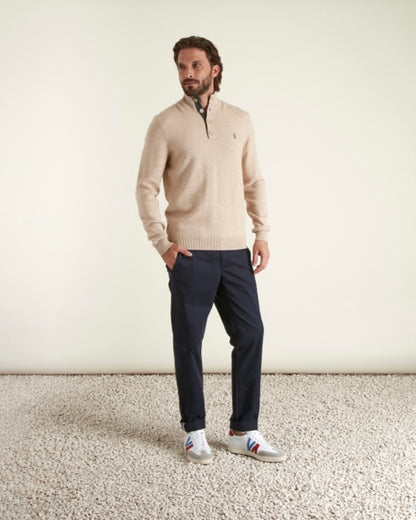 Pull col boutonné laine et coton Vicomte A